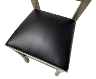 Two French Art Deco Side Chairs with Black Leather Seats, 1930s